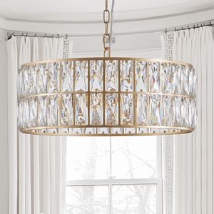 Moderno a 6 luci Tamburi di cristallo con cornice in metallo dorato per soggiorno lampadari per sala da pranzo luci a sospensione - Product Image 2