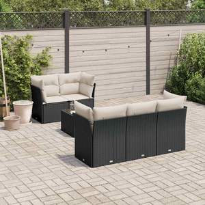 Conjunto de Sofás Modulares de Jardín de Ratán PE Negro Resistente a los Rayos UV, Muebles de Jardín Modulares - Product Image 1
