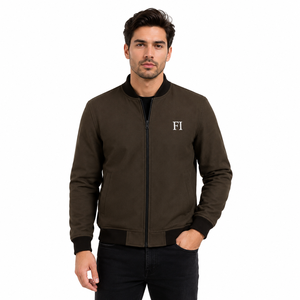 Chaqueta Bomber para Hombre, Manga Larga, Cierre de Cremallera, Cuello Acanalado, Ropa Casual de Calle, Venta al Por Mayor, OEM, Proveedor de Chaquetas Personalizadas para Hombre, EE. UU. - Product Image 1