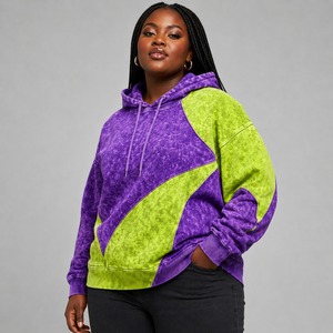 Sweat-shirts à capuche pour femmes, effet délavé, avec logo personnalisé sur le devant, en tissu polaire 100% coton doux et de qualité supérieure, respirant, écologique, pour une utilisation quotidienne - Product Image 5