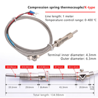 Sonde de température à résistance thermique PT100, type à ressort de compression, thermocouple à vis type K/E, filetage M6