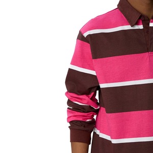 Chemise décontractée à manches longues pour homme, col montant, rayée, respirante, 100 % coton jersey, coupe classique, 220g, personnalisable, haute qualité - Product Image 3