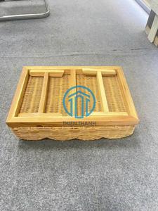 Bandeja Rectangular de Mimbre Tejido con Borde Festoneado para Servir, Vajilla, Decoración del Hogar, Decoración de Mesa - Product Image 4