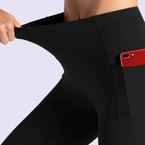 Leggings femme taille mi-haute couleur unie, faible MOQ, haute qualité, respirants, écologiques, personnalisables, pantalons de fitness à taille élastique - Product Image 6