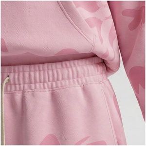 Women <b>Pink</b> Floral Hooded <b>Sweatshirt</b> & Jogger Tracksuit Set 100% Cotton Midweight Casual Autumn Full Length Loose Fit - Product Image 5