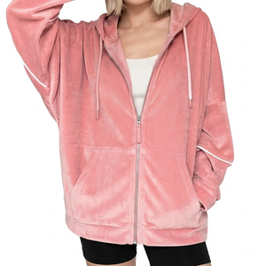 New Fashion <b>Long</b> Sleeve Ladies Velvet Zip Up <b>Hoodies</b> Hot Sale Custom Designed <b>Women</b> Zipper <b>Hoodies</b> <b>For</b> Adults - Product Image 1