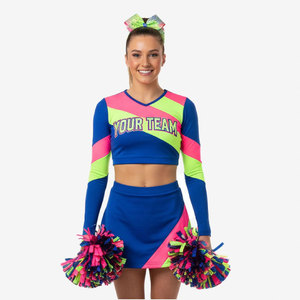 Tenues de cheerleading pour femmes, design de costumes de cheerleading pour lycéennes, uniformes de cheerleading tendance, crop top en sublimation, 100% polyester, kits de cheerleading - Product Image 5