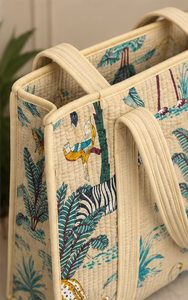 Large Size Artisan Cotton Tote <b>Bag</b> with Travel Ready Utility Handcrafted Indian Textile Everyday Carryall Reusable Shopping <b>Bag</b> - Product Image 5