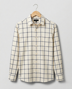 Chemise décontractée à manches longues pour homme, à carreaux, 100 % coton teint en fil, coupe ajustée, style smart casual, pour le bureau, fabricant OEM - Product Image 1