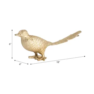 Sculpture d'oiseau faisan en métal finition or faite à la main pour la décoration de table, salon, bureau et hôtel - Product Image 2