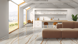 กระเบื้องปูพื้นและผนังลายงาช้างสมัยใหม่ ขนาด 60x120 ซม. ผิวด้านขัดเงา ทนกรด ทนการสึกหรอ เหมาะสำหรับตกแต่งภายในบ้านพักตากอากาศและโรงแรม - Product Image 2