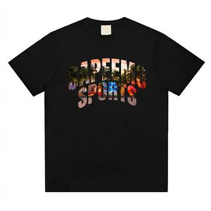 T-shirts graphiques streetwear en coton épais personnalisés pour hommes, coupe oversize, impression DTG, 280 GSM, respirants, tee-shirts de sport pour hommes - Product Image 1