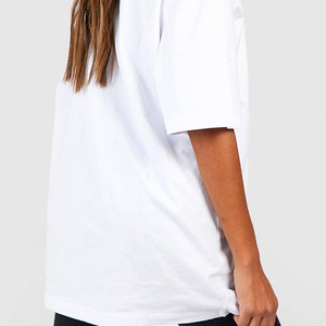 Camiseta Oversize Blanca de Manga Murciélago con Cuello Redondo de Algodón Liso para Mujer, Tallas Grandes, Estilo Casual Deportivo con Borde sin Rematar - Product Image 5