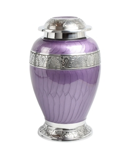 Premium <b>Silver</b> Pewter Metal Cremation Urn for Adult Ashes - Beautiful Handcrafted Memorial Vessel with Engraved Botanical Bands - Product Image 5
