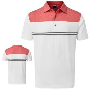 Chemise à manches courtes pour homme, bicolore blanc et bleu clair, avec logo sur le devant, coupe décontractée, en tissu tricoté, service OEM - Product Image 5