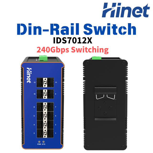 12-Port 10G SFP+ Layer DIN-Rail 3 Managed Industrial Ethernet Switch 240Gbps Wide Temperature for Railway Automation