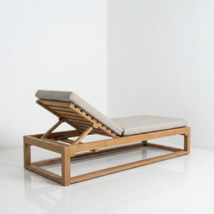 <b>Beach</b> <b>Lounge</b> <b>Chair</b> Modern Solid Teak Wood Reclining Sunbed With Cushion Sled Base For Poolside Resort Ocean Terrace Sourcing - Product Image 1