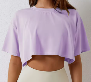 T-shirt de sport pour femme en coton, coupe ample, manches courtes, idéal pour la gym, le yoga, la course à pied et le fitness - Product Image 3