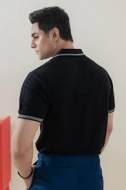 Premium Men's Tipped Black Polo | High-Density Interlock Cotton | Custom Logo Corporate Uniform - Product Image 3