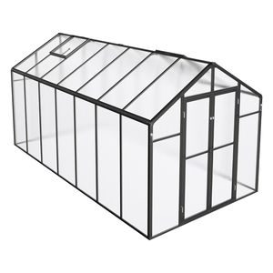 Serre de jardin en polycarbonate de style Alumi Pavilion 8 x 14 pieds avec 2 fenêtres de ventilation et porte à charnières, serre extérieure - Product Image 1