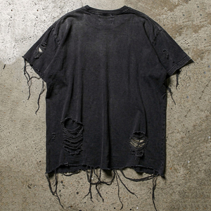Plus Size Distressed Black Tee Shirt Men Drop Shoulder Tee Shirts Men's Distress Washed T-Shirts Mens Summer Distress Black Tee - Product Image 2