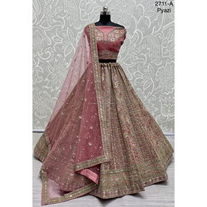 Indian Bridal Wear Velvet Collections para novia con Zarkhan Work de Fabzone - Product Image 4