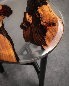Table d'appoint ronde moderne en résine avec pieds en métal pour salon, décoration de maison, plateau de table - Product Image 4