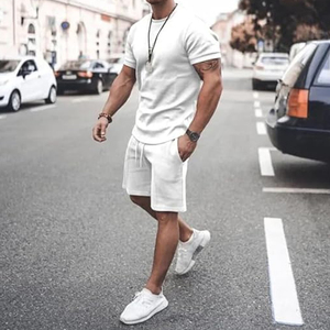 Men Cotton T Shirt Cargo Shorts <b>Set</b> Manufacturer 2 Piece Casual Summer OEM ODM Bulk Supply - Product Image 4