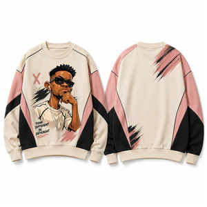 Bulk Supply Khaki Vintage DTG Graphic Print Oversized Hooded Sweatshirts 340G Thick Cotton Blend Men Fashion Hoodies - Product Image 1