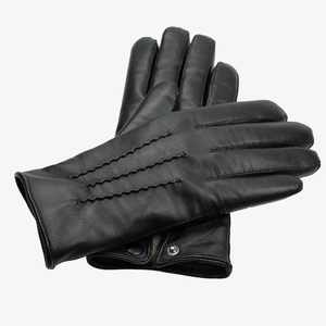Leather <b>Gloves</b> Wrist Length Plain Style Thermal Unlined for Daily Use Winter Warmth Casual Wear - Product Image 2