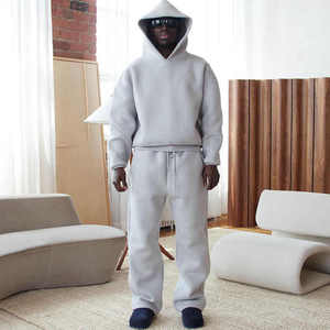 Ensemble Survêtement d'Hiver Surdimensionné Unisexe 100% Coton Polaire Lourd Pantalon de Survêtement Sweat à Capuche Respirant Style Imprimé Décontracté pour Hommes - Product Image 1