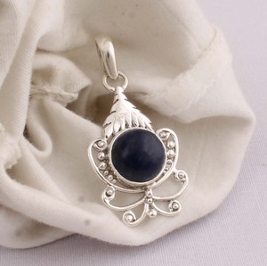 Colgante de Lapislázuli Natural, Plata de Ley 925, Joyería al por Mayor, Collar de Piedra Preciosa Azul Intenso para Mujer, Estilo Vintage Hecho a Mano - Product Image 2