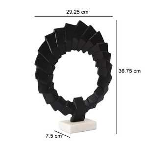Escultura Moderna Abstracta de Aluminio Negro de Jaffs Exports, Diseño Geométrico Circular, Hecha a Mano, Artística, Ecológica y Duradera para Mesa - Product Image 3