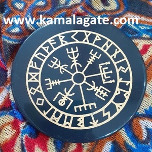 Natural Black Obsidian 55mm Engraved Polished Eco-friendly Folk Art Gemstone Christmas Life Tree Stars Moon Energy Pad DIY - Product Image 3