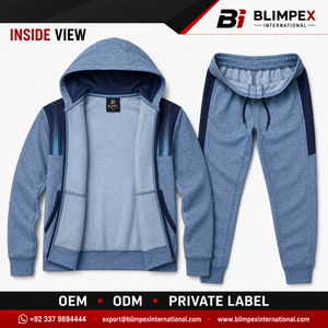 Ensemble de survêtement sport deux pièces pour homme 2026 avec logo personnalisé OEM, en polaire de polyester, comprenant une veste zippée intégrale à imprimé dégradé et un pantalon de jogging - Product Image 3