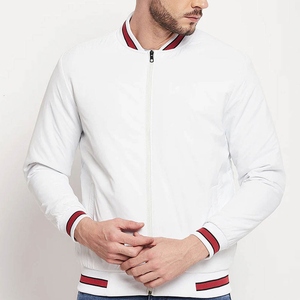 Chaqueta Varsity Blanca para Hombre, con Letra EZ Bordada, Cuello Camisero, Cierre de Botones Cubiertos, Estilo Preppy, para Otoño - Product Image 1