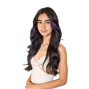 Ekstensi rambut manusia klip bergaris ungu terang dalam ekstensi rambut dengan 100% rambut manusia Remy Virgin oleh eksportir