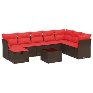 Set divano da giardino in Poly Rattan marrone 9 pezzi con cuscini eleganti mobili da esterno - Product Image 2