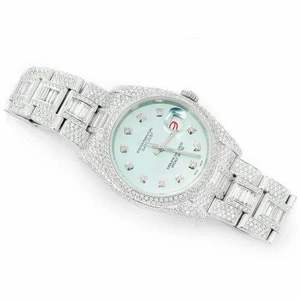 Montre de luxe bicolore avec lunette sertie de diamants, 40 mm, cadran noir, acier inoxydable, or rose, affichage de la date - Product Image 4