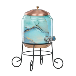 Colorful Patterned Water Dispenser With Spigot Vintage Style For Household Use Plastic Material <b>Top</b> <b>Load</b> Design - Product Image 3