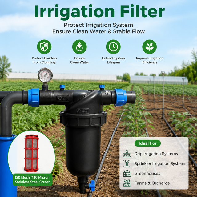 High Quality Easy Cleaning Durable Plastic 120 Mesh 130 Micron 3 " T Type Screen Filter for Garden Irrigation