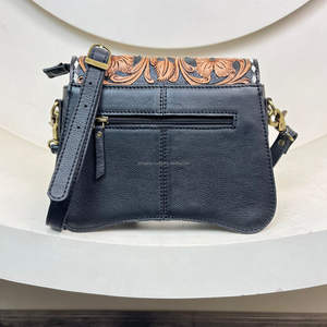 Marque de luxe 2025 femmes outillé à la main Floral outillage de haute qualité en cuir de vachette véritable marque unique épaule bandoulière sac à main - Product Image 5