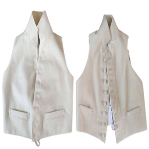 Gilet sans manches en lin pour homme, à col et boutonnage frontal, reproduction révolutionnaire de style Napoléonien français - Product Image 2