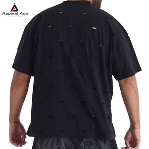 เสื้อยืดผู้ชายผ้าฝ้าย 100% คุณภาพดีที่สุด สไตล์ใหม่ ทรงหลวม ลุคดิสเทรส รับสกรีนโลโก้ เสื้อยืดฤดูร้อนสำหรับผู้ชาย - Product Image 4