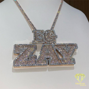 Pendentif personnalisé en argent sterling 925 serti de moissanite, design imitation diamant. - Product Image 4