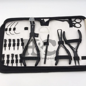 Kit d'outils de pose d'extensions capillaires nouées à la main de qualité supérieure avec pinces en acier, couleur et logo personnalisés, noir, durable, kit d'outils capillaires en promotion - Product Image 2