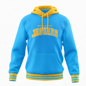 Sudadera con Capucha Personalizada con Logotipo, de Algodón Suave, Color Cielo y Dorado, Sudadera con Capucha Negra Extra Grande para Hombre, con Estampado Personalizado, Cuello Redondo, Felpa Francesa - Product Image 1