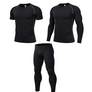 Men's Plus Size <b>Compression</b> Workout Set Spandex Polyester <b>Long</b> <b>Sleeve</b> <b>Shirt</b> and Pants Breathable Stretch Gym Fitness Sportswear - Product Image 5