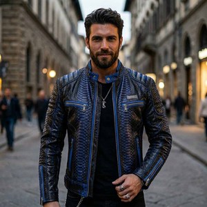 Chaqueta de cuero repujado para hombre, estilo bomber, a cuadros, para motocicleta, transpirable, informal de verano para chicos - Product Image 2