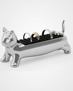 Modern Polished Metal Dachshund Ring Holder Velvet <b>Padded</b> Jewelry Organizer & Display Stand Perfect Gift for Dog Lovers & Home - Product Image 2